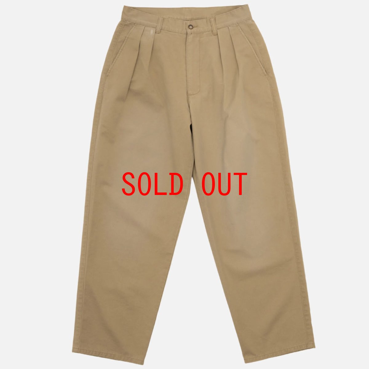 画像3: Faded Two Tuck Chino Beige コットン タック チノ パンツ (3)
