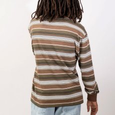 画像7: French Terry Striped L/S Tee Brown フレンチ ロゴ ボーダー ストライプ 長袖 Tシャツ (7)