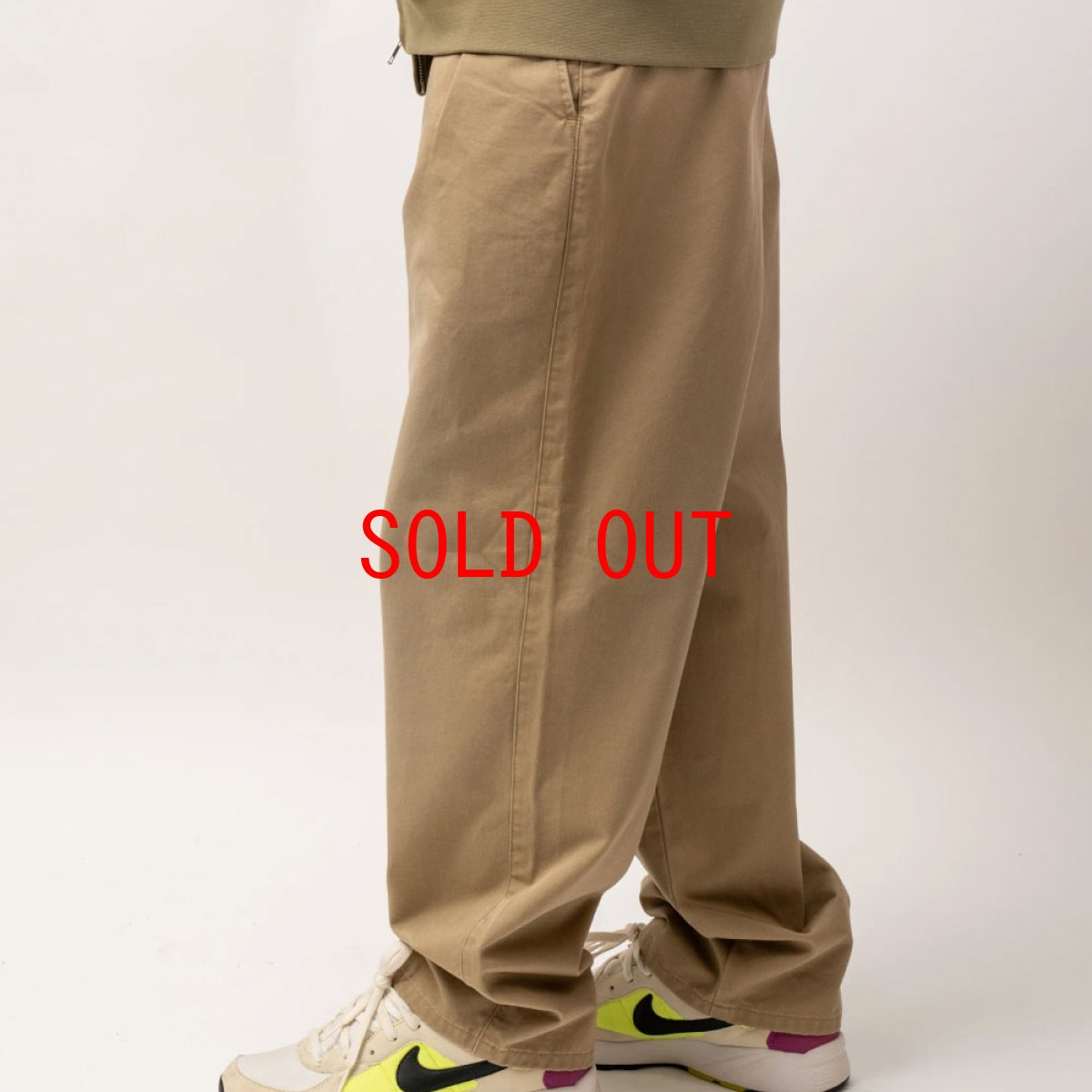 画像1: Faded Two Tuck Chino Beige コットン タック チノ パンツ (1)