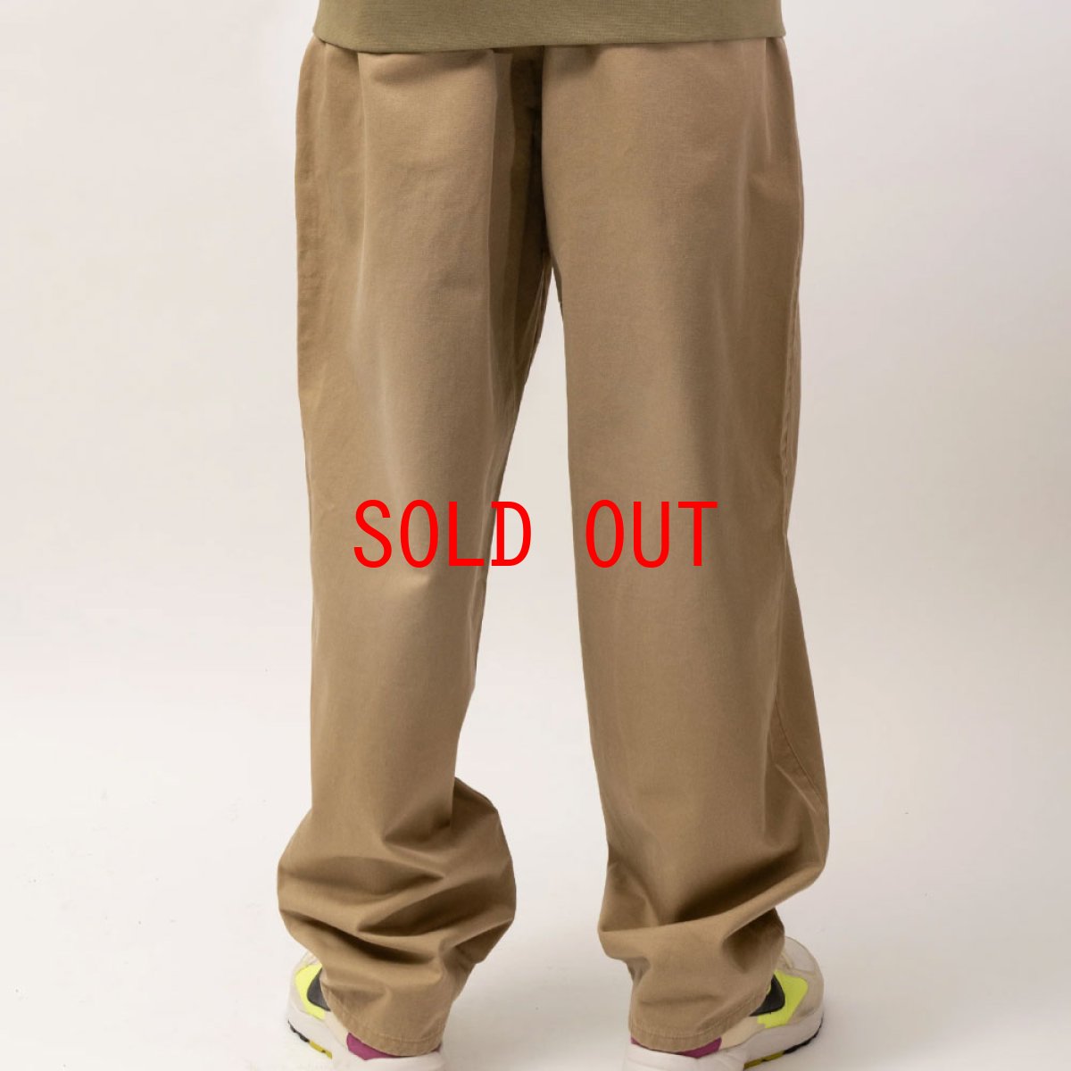 画像4: Faded Two Tuck Chino Beige コットン タック チノ パンツ (4)