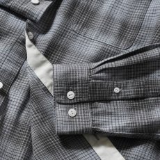 画像5: Nep Twill Check Band Collar Shirt Gray バンドカラー 長袖 チェック シャツ (5)