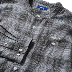画像4: Nep Twill Check Band Collar Shirt Gray バンドカラー 長袖 チェック シャツ (4)