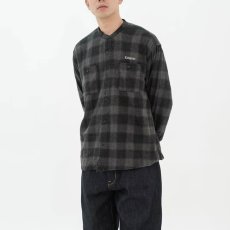 画像1: Nep Twill Check Band Collar Shirt バンドカラー 長袖 チェック シャツ (1)