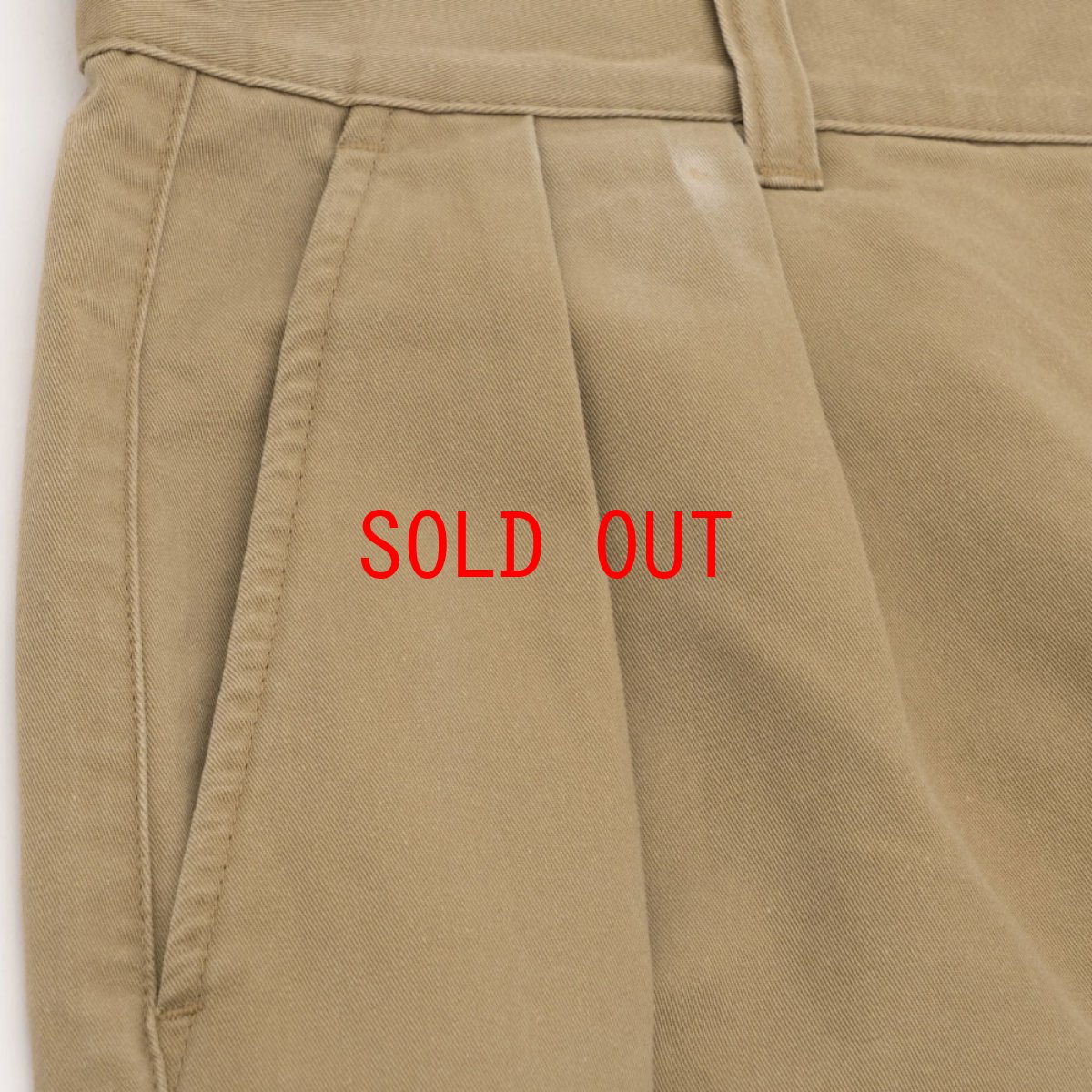 画像9: Faded Two Tuck Chino Beige コットン タック チノ パンツ (9)