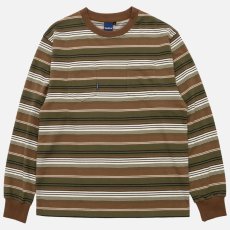 画像3: French Terry Striped L/S Tee Brown フレンチ ロゴ ボーダー ストライプ 長袖 Tシャツ (3)