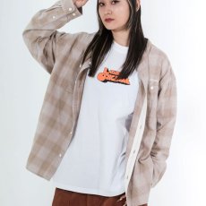 画像1: Nep Twill Check Band Collar Shirt Sand Beige バンドカラー 長袖 チェック シャツ (1)