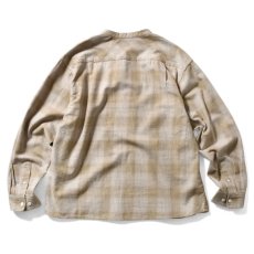 画像3: Nep Twill Check Band Collar Shirt Sand Beige バンドカラー 長袖 チェック シャツ (3)