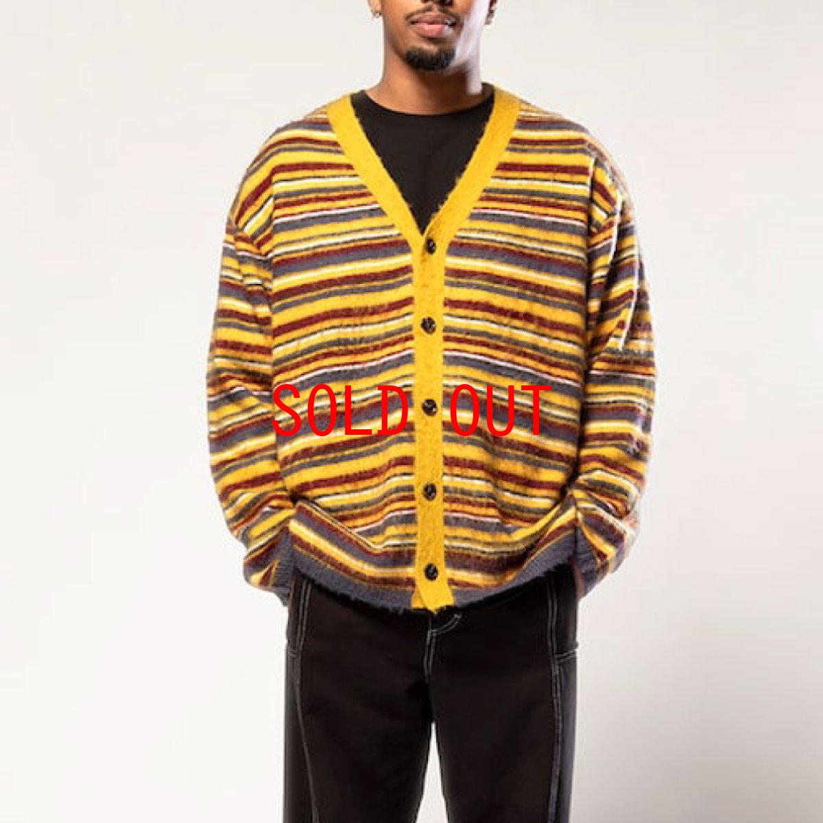 画像5: Vintage Multi Border Knit Cardigan ヴィンテージ ボーダー ニット カーディガン (5)