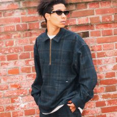 画像1: Flannel Half Zip Shirt Blackwatch フランネル チェック ハーフ ジップ シャツ (1)