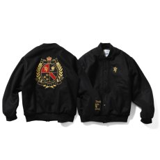 画像1: Heritage Melton Emblem Jacket BLK スタジャン スナップ モノグラムLFロゴ チェーン ステッチ メルトン ジャケット (1)