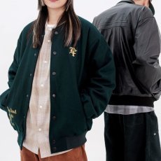 画像4: Heritage Melton Emblem Jacket Green スタジャン スナップ モノグラムLFロゴ チェーン ステッチ メルトン ジャケット (4)