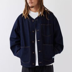 画像1: MACKSTEAM Denim Collarless Jacket デニム ノーカラー ジャケット (1)