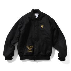 画像2: Heritage Melton Emblem Jacket BLK スタジャン スナップ モノグラムLFロゴ チェーン ステッチ メルトン ジャケット (2)