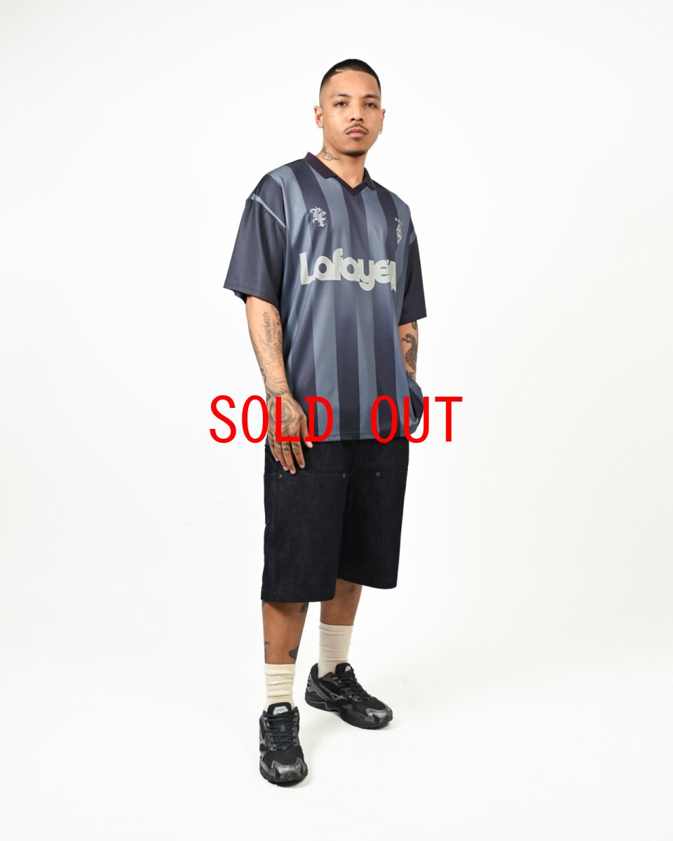 画像4: 【LFYT 沖縄 ゲームシャツ メンズファッション 通販】Stripe Soccer Jersey Navy ストライプ サッカー ジャージ 半袖 Lafayette (4)
