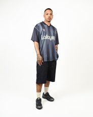 画像4: Stripe Soccer Jersey Black ストライプ サッカー ジャージ 半袖 ゲーム シャツ (4)