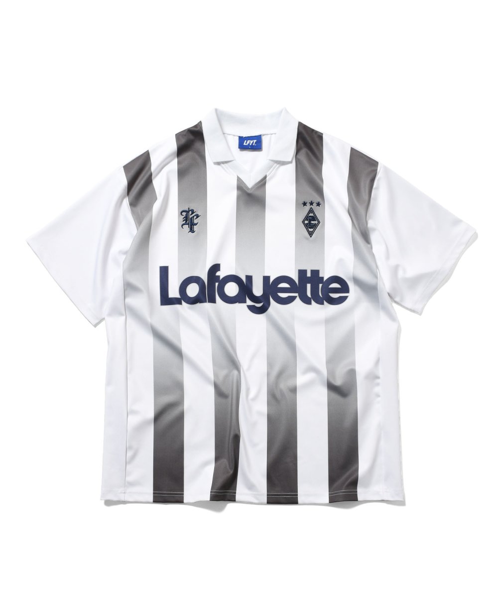 画像2: Stripe Soccer Jersey White ストライプ サッカー ジャージ 半袖 ゲーム シャツ (2)