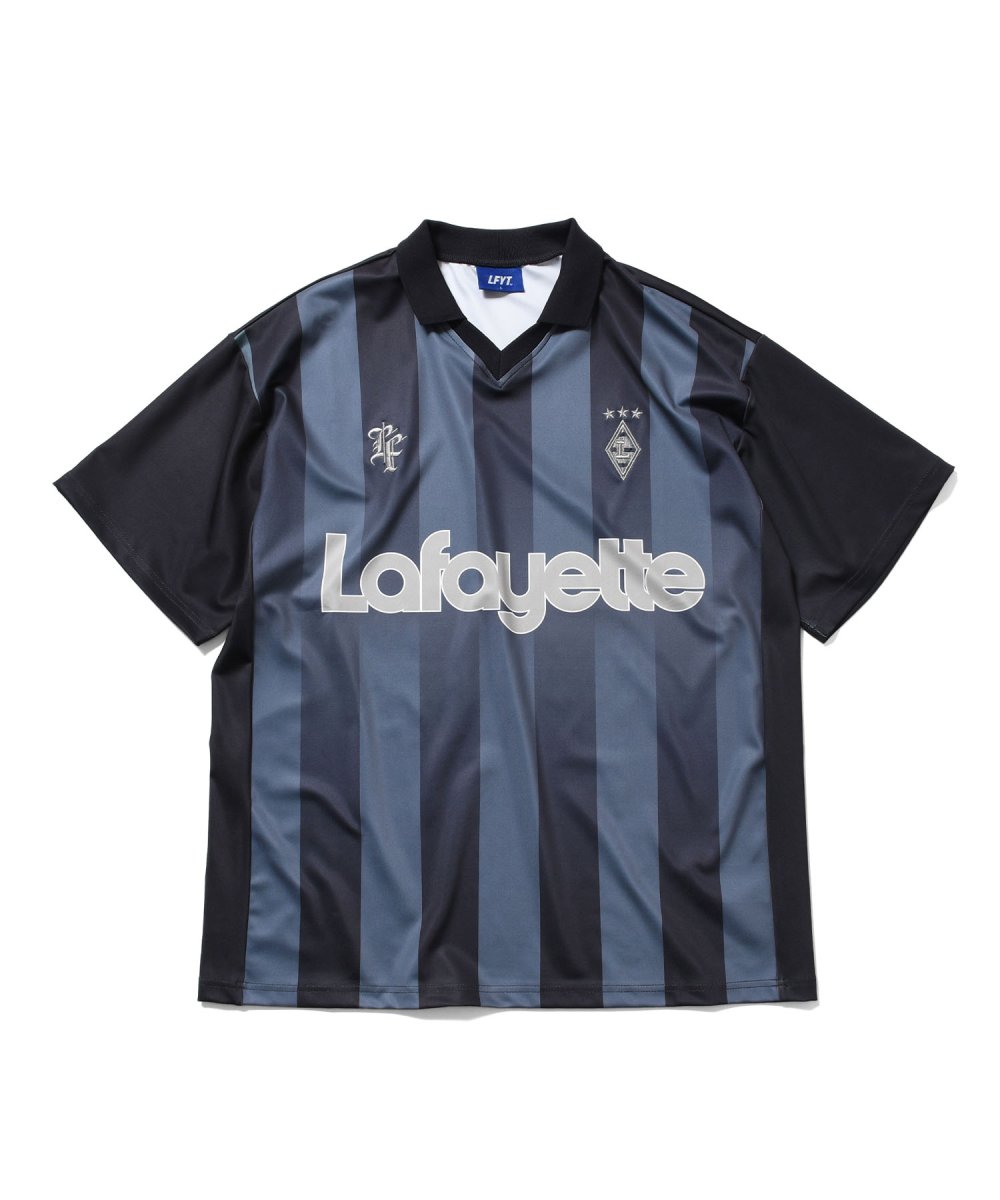 画像2: Stripe Soccer Jersey Black ストライプ サッカー ジャージ 半袖 ゲーム シャツ (2)