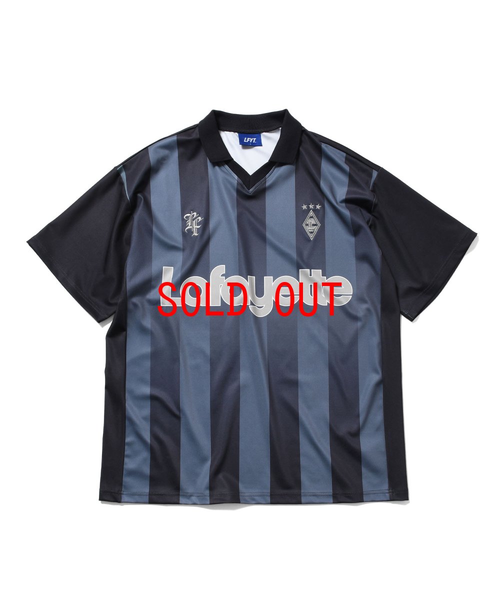 画像2: 【LFYT 沖縄 ゲームシャツ メンズファッション 通販】Stripe Soccer Jersey Navy ストライプ サッカー ジャージ 半袖 Lafayette (2)