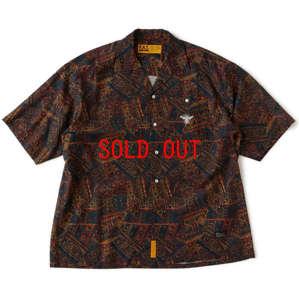 画像2: 【FAT 沖縄 シャツ メンズファッション 通販】F.A.T. BEETIK S/S Shirts Brown バティックプリント コットンリネン 半袖 (2)