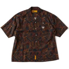 画像2: BEETIK S/S Shirts Brown バティックプリント コットンリネン 半袖 シャツ (2)