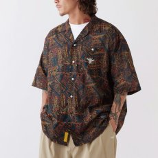 画像1: BEETIK S/S Shirts Brown バティックプリント コットンリネン 半袖 シャツ (1)