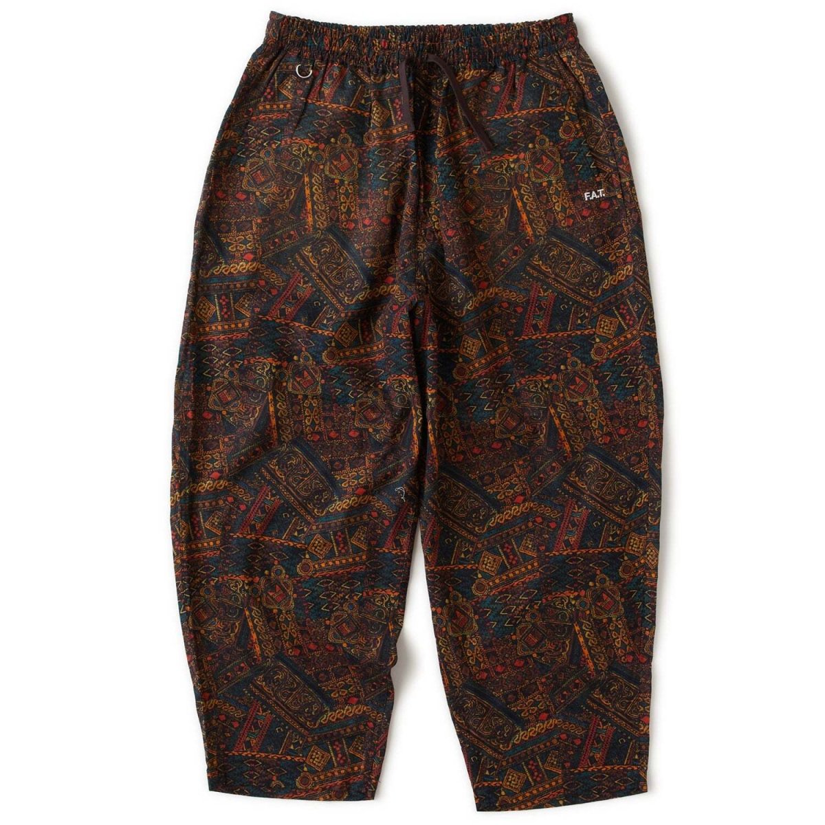 画像2: BATILAX Wide Pants Brown バティックプリント コットンリネン ワイド イージー パンツ (2)