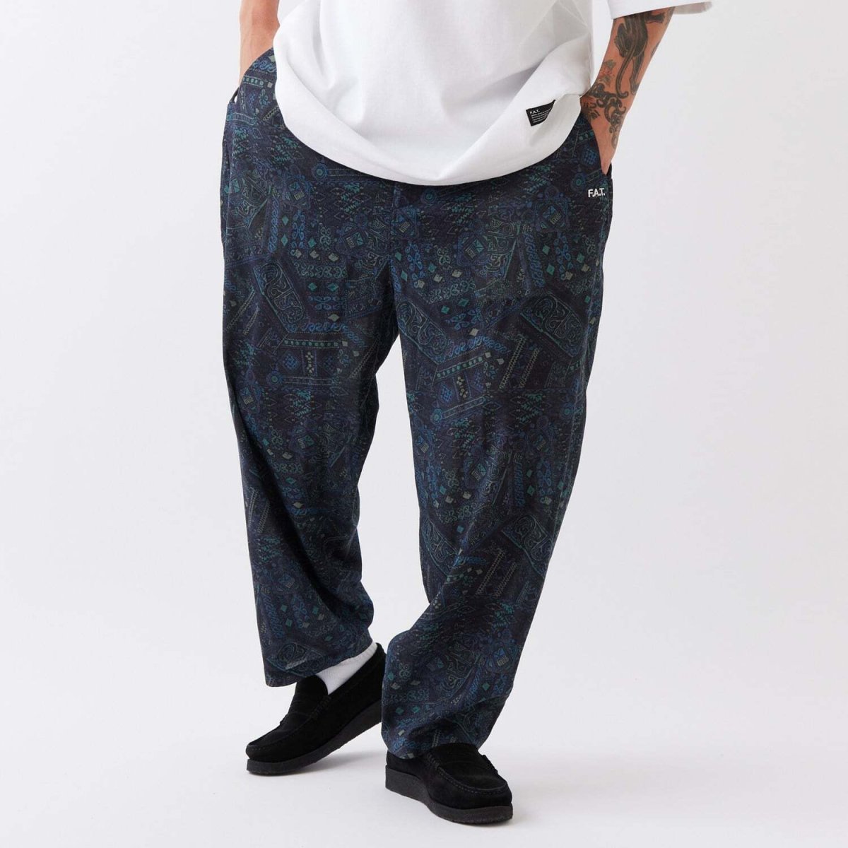 画像1: BATILAX Wide Pants バティックプリント コットンリネン ワイド イージー パンツ (1)