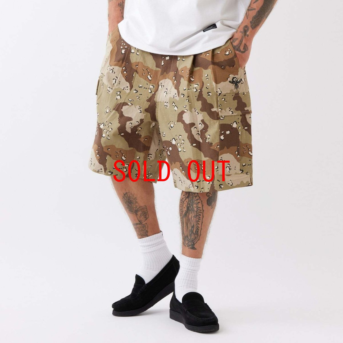 FAT SIXCHIP Wide Camo Cargo Shorts Half Pants