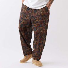 画像1: BATILAX Wide Pants Brown バティックプリント コットンリネン ワイド イージー パンツ (1)