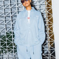 画像1: STRIPE DENIM SHIRT L.Blue ライトオンス デニム ストライプ シャツ (1)