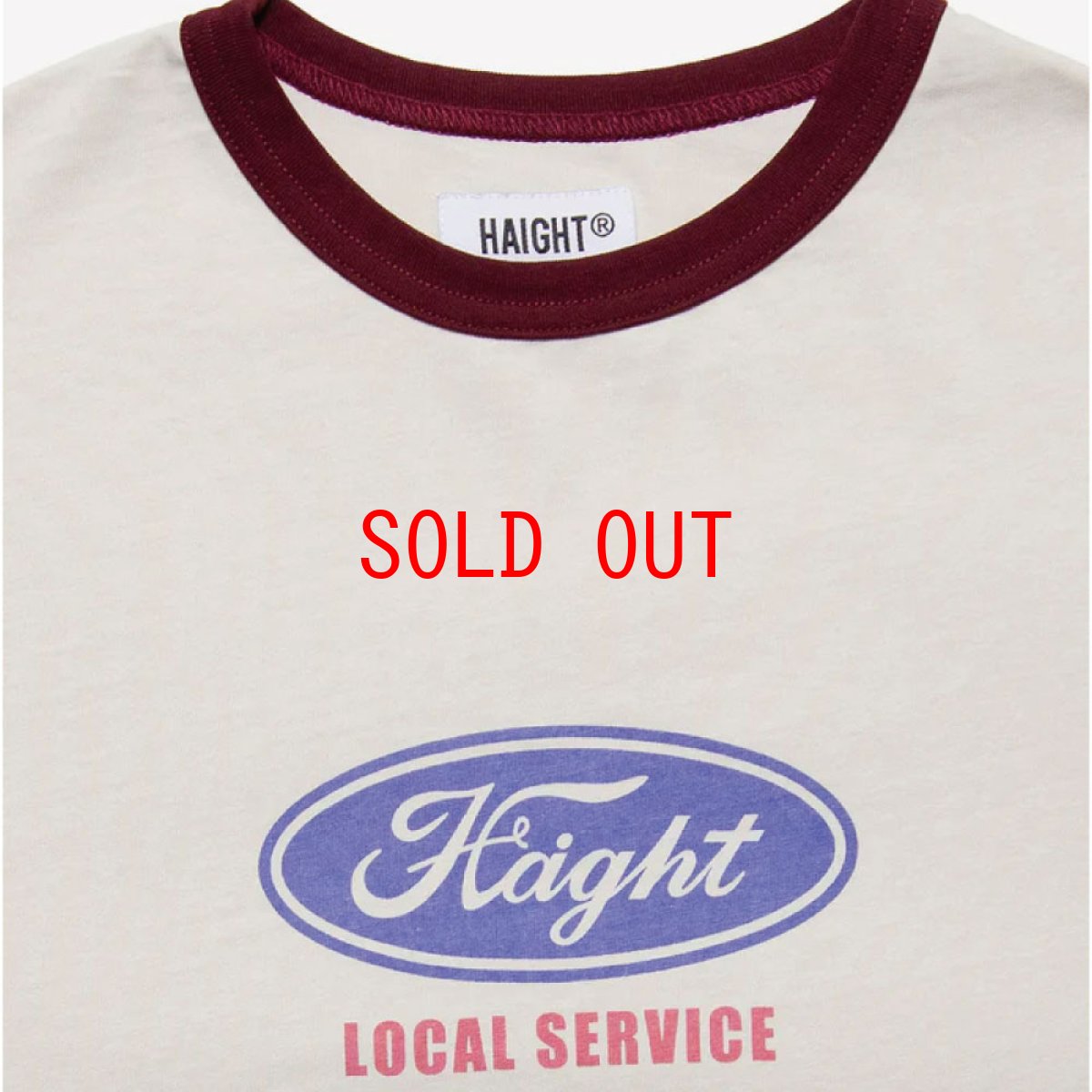 画像4: 【Haight 沖縄 Tシャツ メンズファッション 通販】GRID GIRL Ringer Tee / RAT HOLE STUDIO Natural/Burgundy グラフィック リンガー (4)