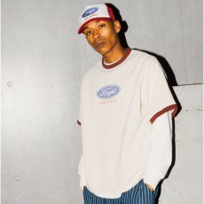画像1: Haight GRID GIRL Ringer Tee / RAT HOLE STUDIO Natural/Burgundy グラフィック リンガーTシャツ (1)