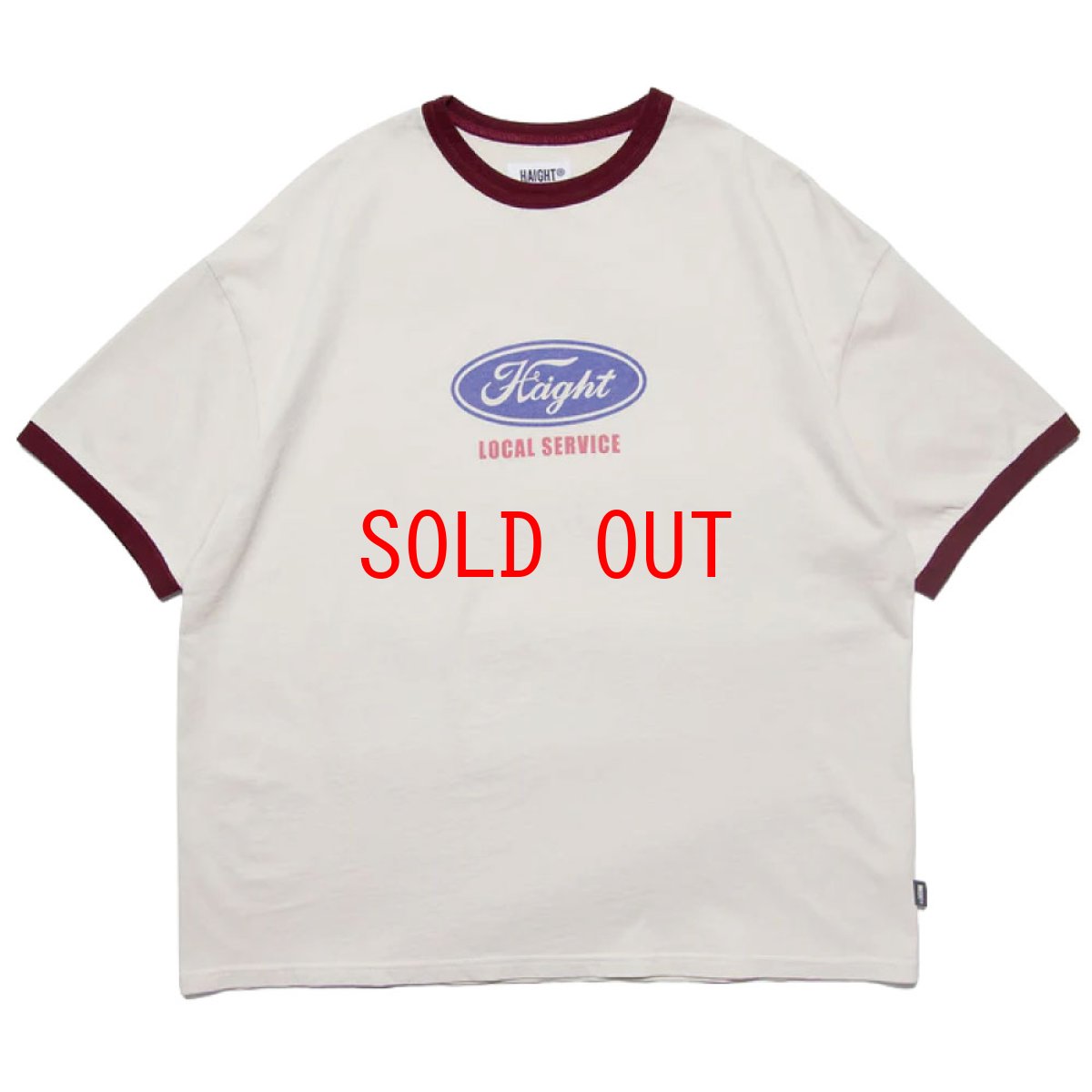 画像2: 【Haight 沖縄 Tシャツ メンズファッション 通販】GRID GIRL Ringer Tee / RAT HOLE STUDIO Natural/Burgundy グラフィック リンガー (2)