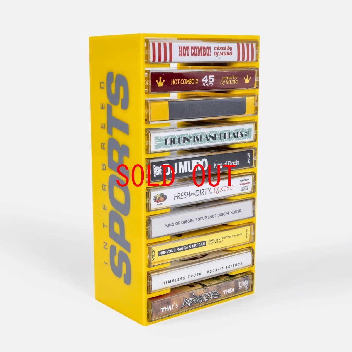 画像1: Interbreed IB Records Cassette Tape Rack Yellow アクリル カセットテープ ラック 10本収納 (1)