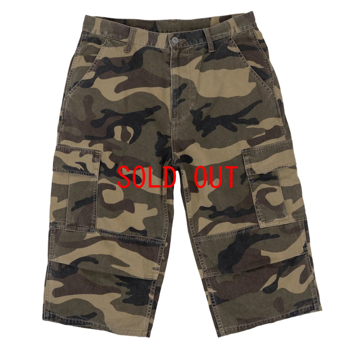 画像4: Interbreed Cropped Camouflage Shorts Woodland Camo カモフラージュ カーゴ ショーツ 8分丈 パンツ (4)