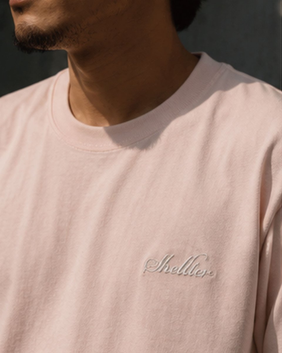 画像2: Shellter Script S/S Embroidery Small Logo Tee Pink 半袖 Tシャツ (2)