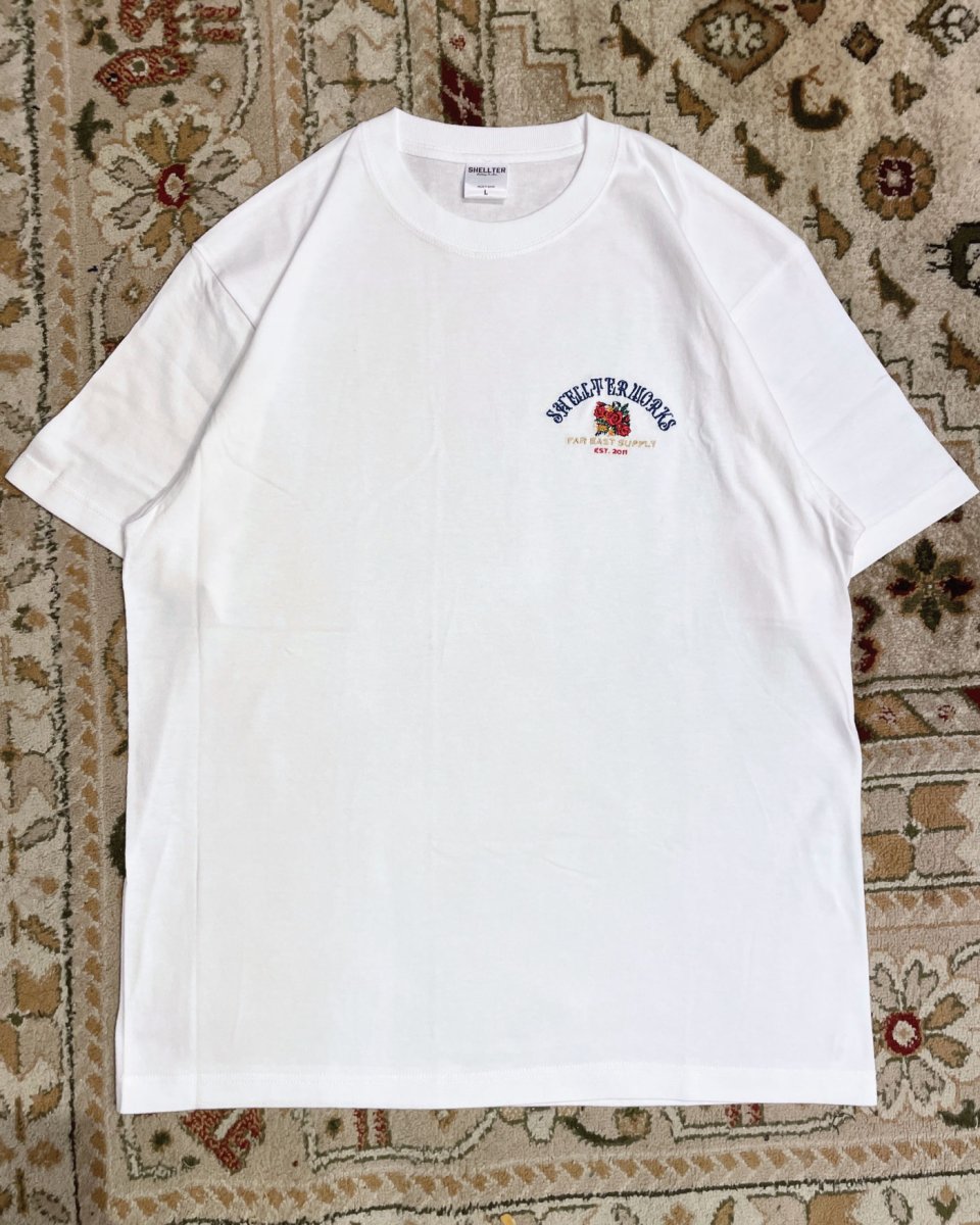 画像1: 【PRE ORDER / LIMITED】 Shellter Rose S/S Embroidery Logo Tee White (1)