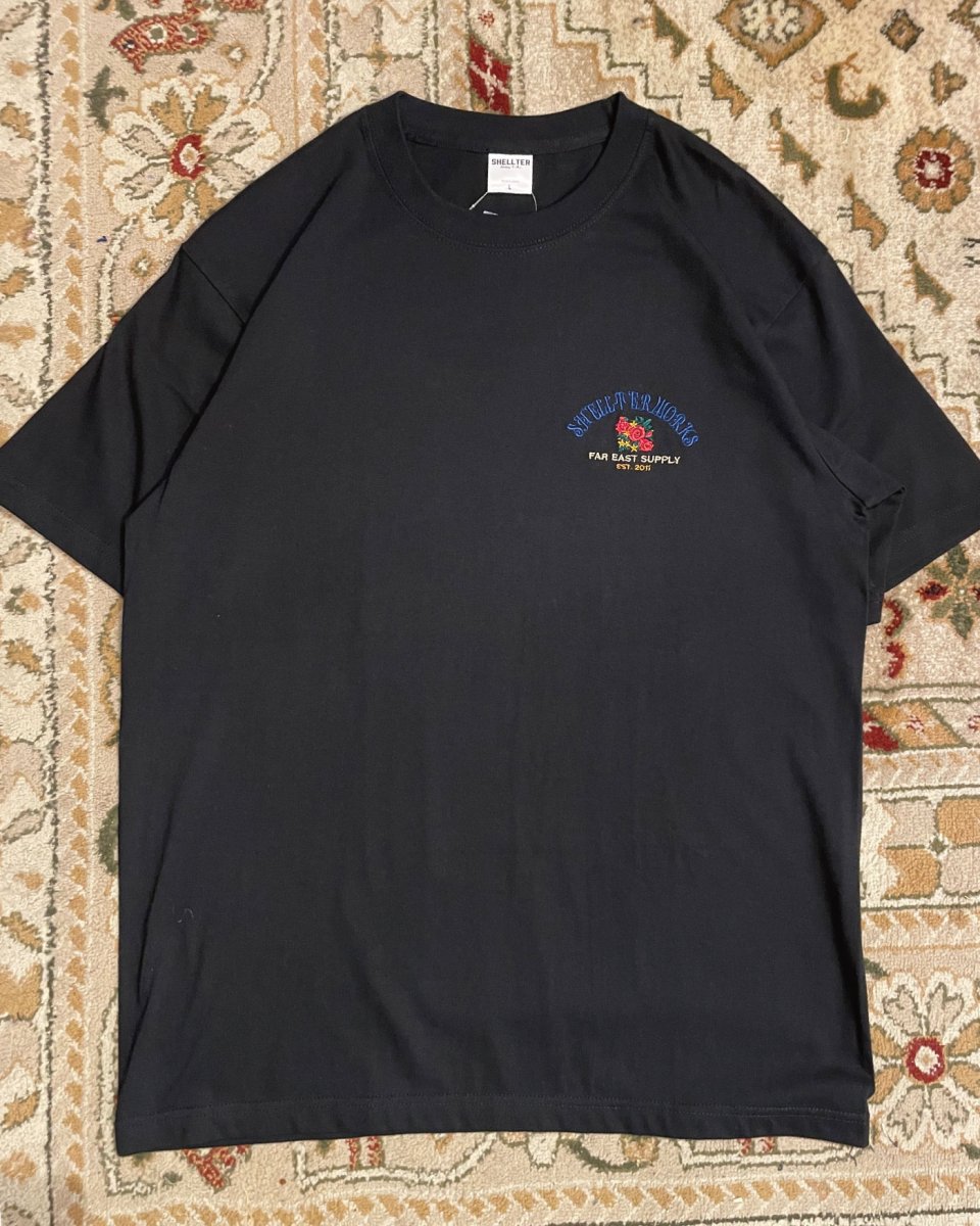 画像1: 【PRE ORDER / LIMITED】 Shellter Rose S/S Embroidery Logo Tee Black (1)