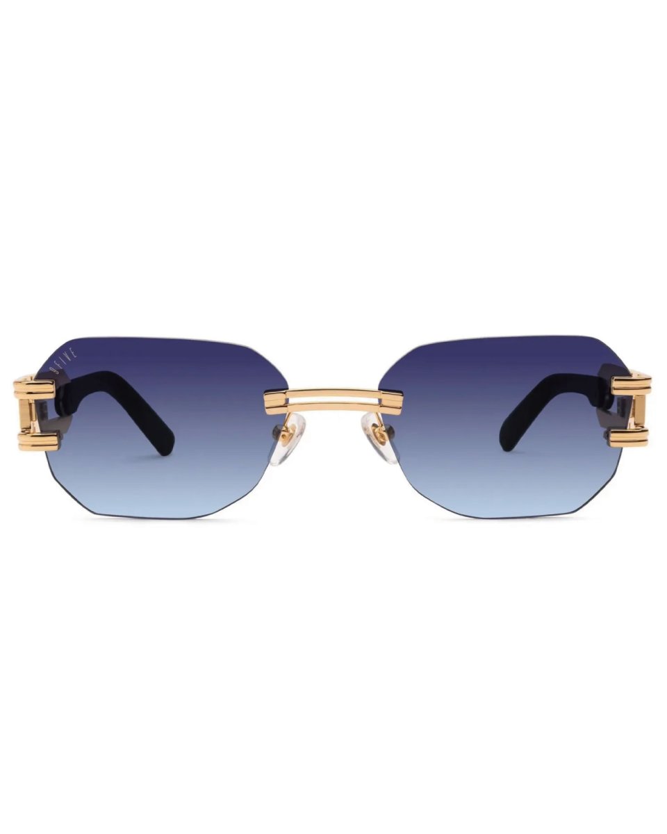 画像2: 9Five ROYALS LITE Black & 24K Gold Midnight Blue Gradation Sunglasses 24Kゴールド UV 偏光 グラデーション サングラス (2)