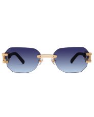 画像2: 9Five ROYALS LITE Black & 24K Gold Midnight Blue Gradation Sunglasses 24Kゴールド UV 偏光 グラデーション サングラス (2)