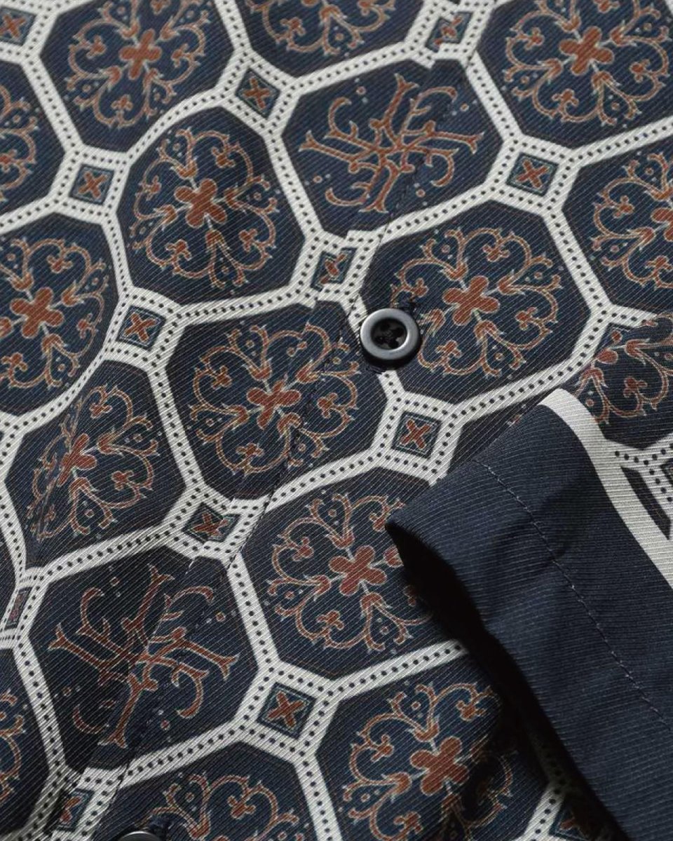 画像6: LFYT Arabesque Pattern Open Collar Shirt Navy 半袖 開襟シャツ (6)