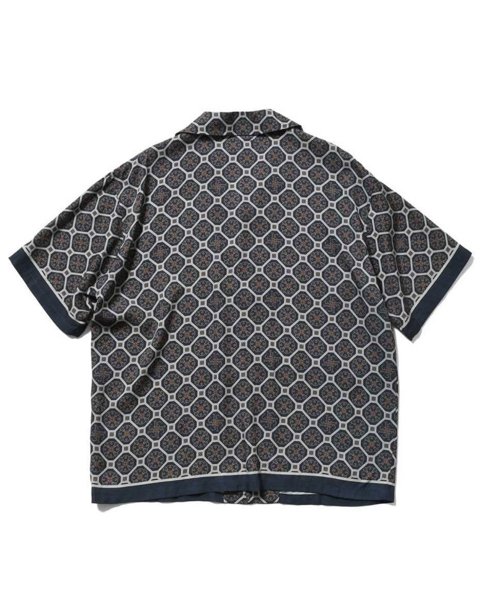 画像3: LFYT Arabesque Pattern Open Collar Shirt Navy 半袖 開襟シャツ (3)