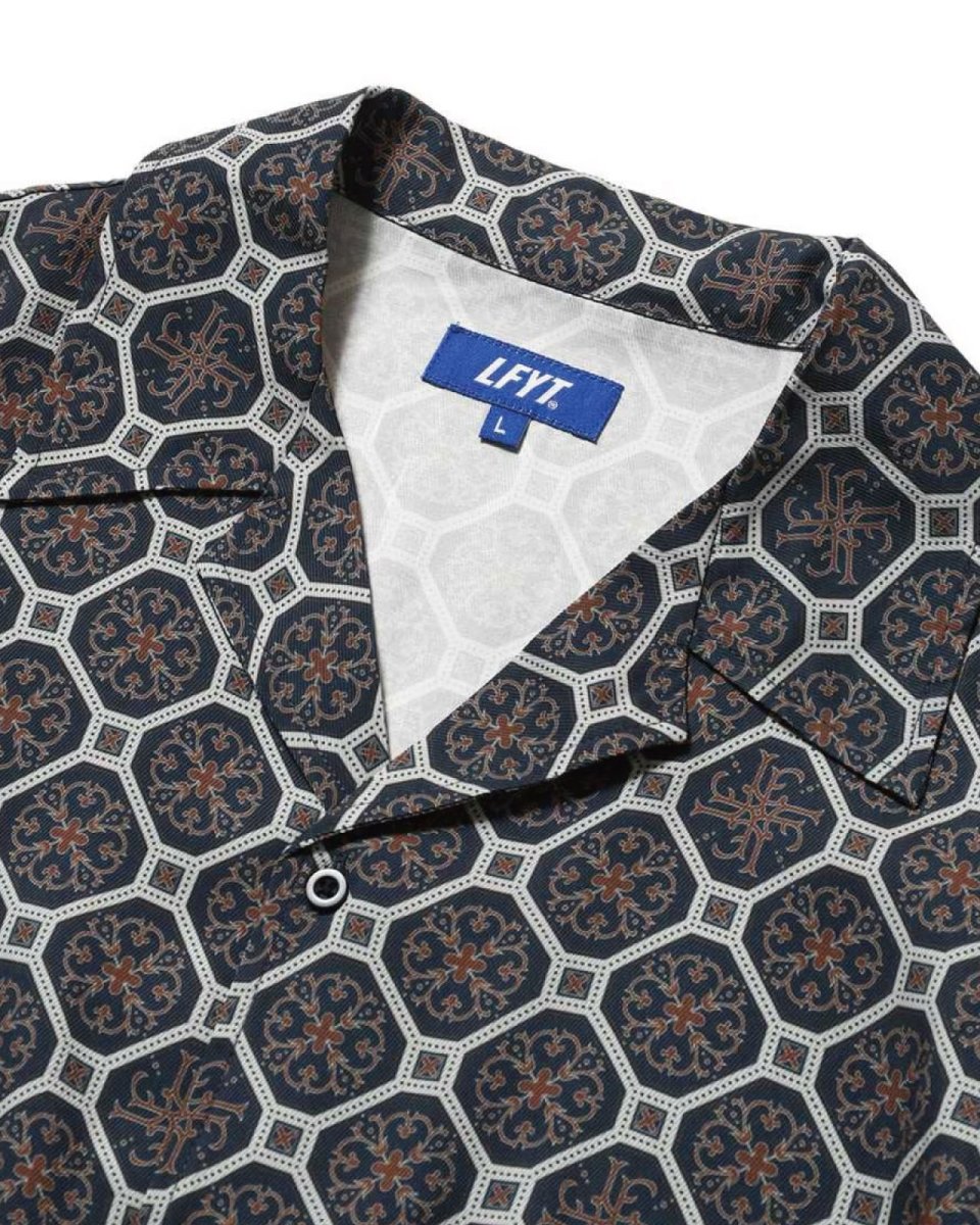 画像5: LFYT Arabesque Pattern Open Collar Shirt Navy 半袖 開襟シャツ (5)