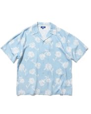 画像1: LFYT Rose Pattern Open Collar Shirt Light Blue ローズ オープンカラー シャツ 半袖シャツ  (1)
