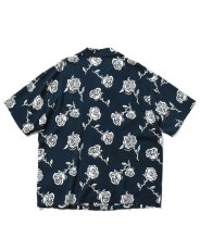 画像3: LFYT Rose Pattern Open Collar Shirt Navy ローズ オープンカラー シャツ 半袖シャツ  (3)