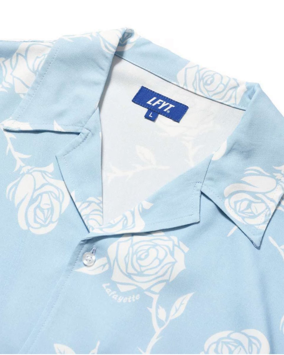 画像3: LFYT Rose Pattern Open Collar Shirt Light Blue ローズ オープンカラー シャツ 半袖シャツ  (3)