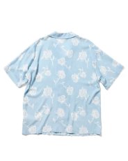 画像2: LFYT Rose Pattern Open Collar Shirt Light Blue ローズ オープンカラー シャツ 半袖シャツ  (2)