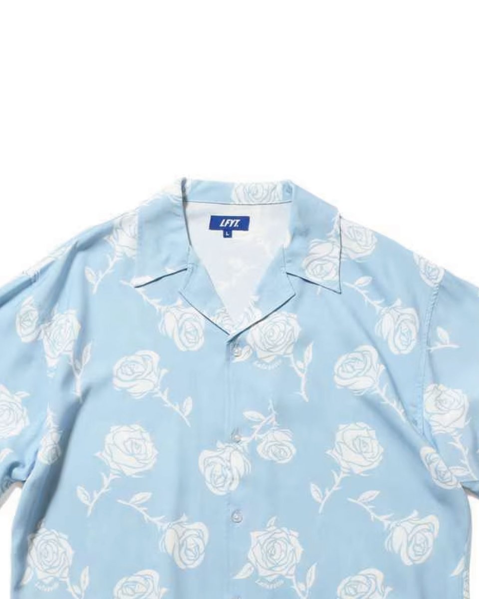 画像5: LFYT Rose Pattern Open Collar Shirt Light Blue ローズ オープンカラー シャツ 半袖シャツ  (5)