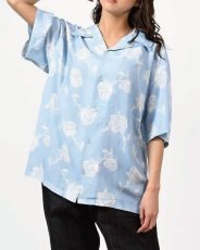 画像6: LFYT Rose Pattern Open Collar Shirt Light Blue ローズ オープンカラー シャツ 半袖シャツ  (6)