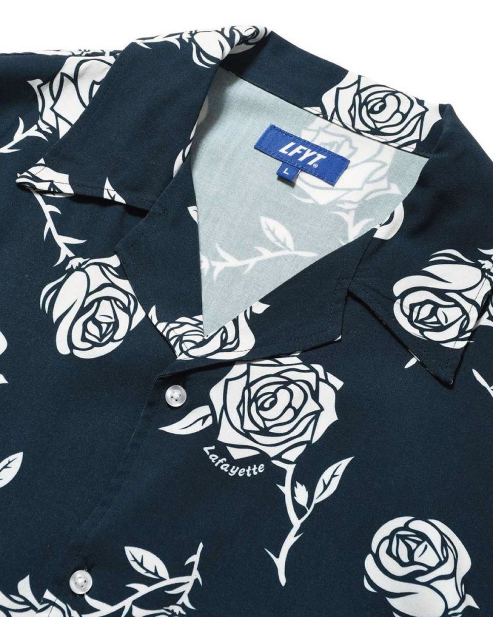 画像4: LFYT Rose Pattern Open Collar Shirt Navy ローズ オープンカラー シャツ 半袖シャツ  (4)